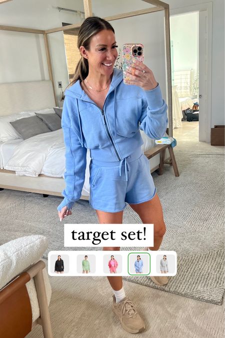 Target hoodie set! I’ve got xs in top and sm in bottoms. These slouch socks are so comfy! 