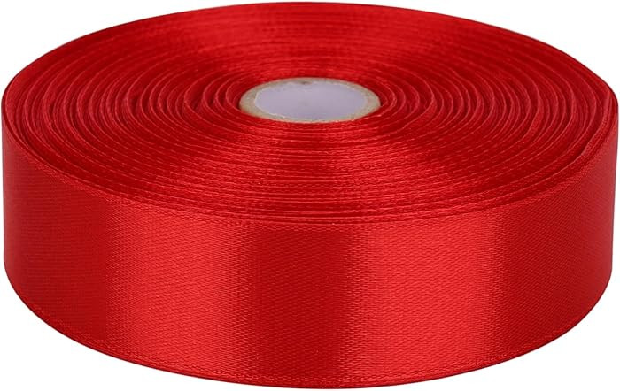 1 inch Red Satin Ribbon 50 Yards Solid Fabric Ribbons Roll for Wedding Invitations, Bridal Bouque... | Amazon (US)
