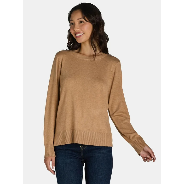 Time and Tru Women's and Women’s Plus Crewneck Sweater, Lightweight, Sizes XS-XXXL | Walmart (US)