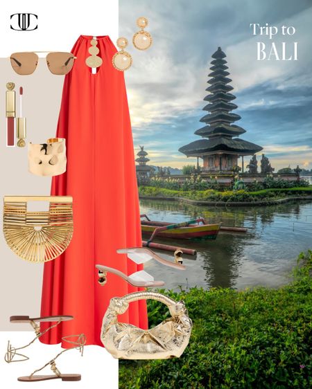 A perfect outfit for a trip to Bali. 

Dress, halter dress, purse, sunglasses, sandals, slides, heel, earrings, travel outfit, travel look, summer dress, summer look, summer outfit

#LTKover40 #LTKtravel #LTKstyletip