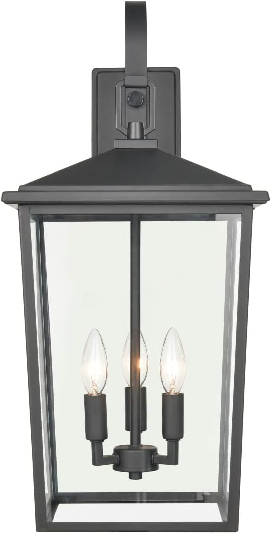 Millennium 2974-PBK Three Light Outdoor Steel Sconce Lantern, Anti-Rust Powder Coat Black, Wet Ra... | Amazon (US)