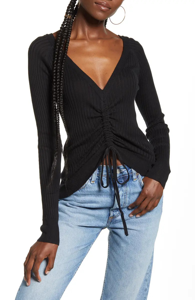 Ruched Drawstring Sweater | Nordstrom
