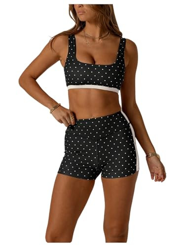SOLY HUX Polka Dots Workout Sets for Women 2 Piece Yoga Outfits Sports Bra High Waist Biker Short... | Amazon (US)
