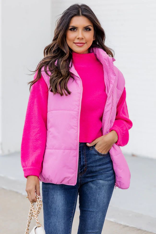 My Eyes On You Pink Oversized Puffer Vest | Pink Lily