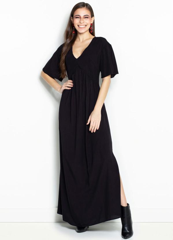 Hering - Vestido Longo de Viscose Preto | Posthaus (BR)