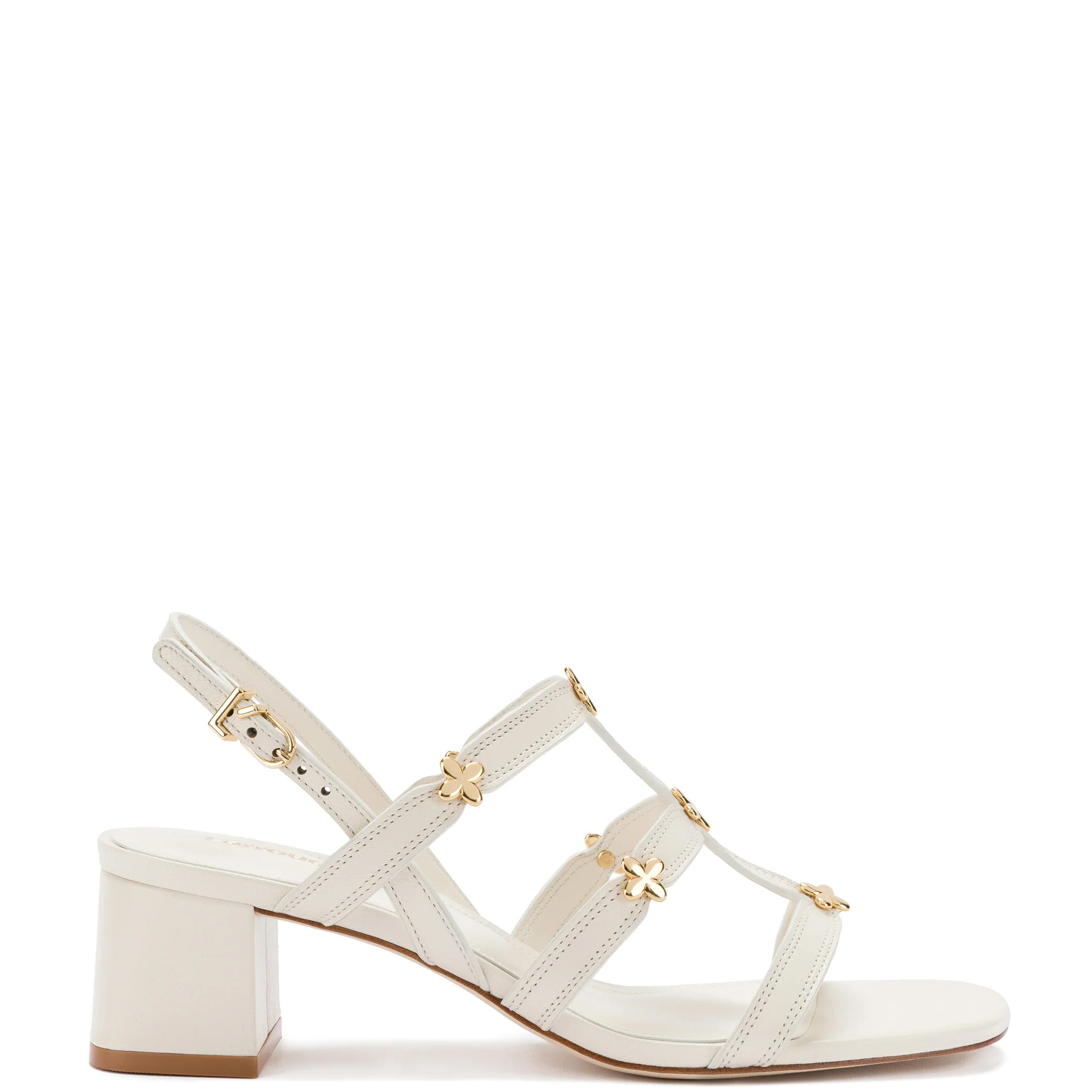 Harmony Block Sandal In Ivory Leather | Larroude