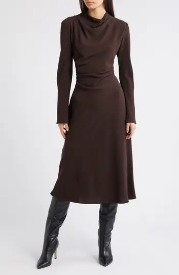 Caro Ruched Long Sleeve Midi Dress | Nordstrom