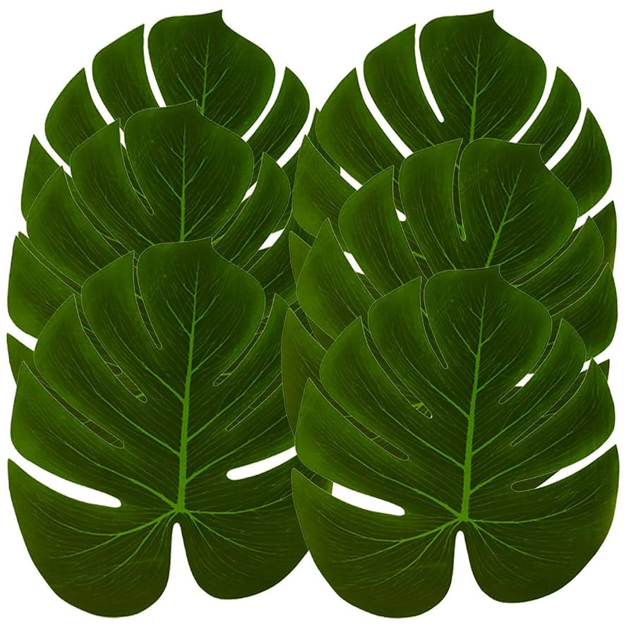 Hopeak Artificial Palm Leaves 24 Pieces Large Palm Leaves for Hawaiian Luau Party Jungle Beach Th... | Amazon (US)