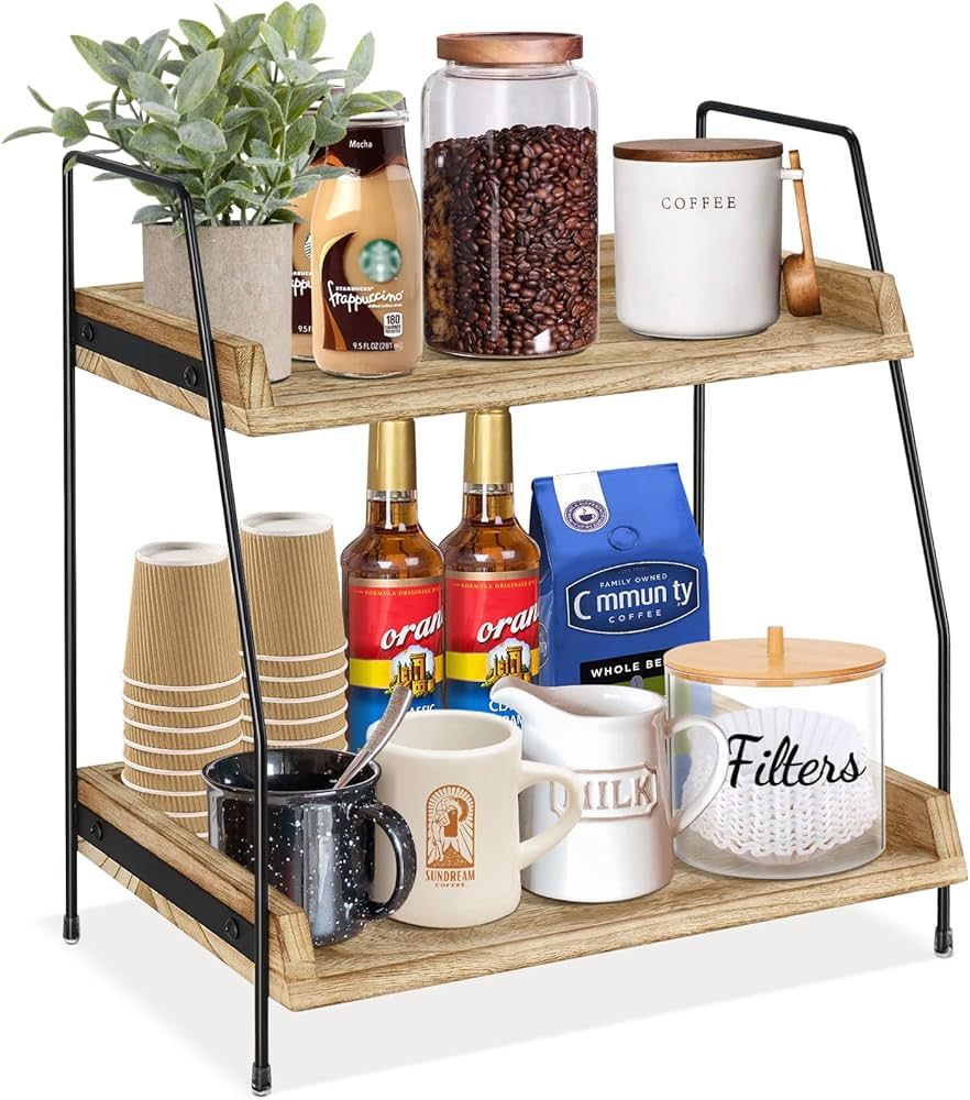 Coffee Bar Accessories and Organizer Countertop, Coffee Station Organizer Kitchen Counter Shelf O... | Amazon (US)