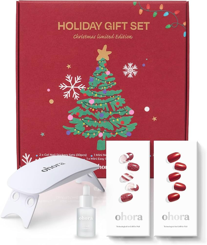ohora Semi Cured Gel Nail Strips ([2025 Christmas Set] N Santa Cane & N Red Chrome) - Works with ... | Amazon (US)