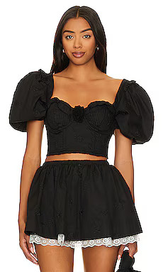 For Love & Lemons Maye Crop Top in Black from Revolve.com | Revolve Clothing (Global)