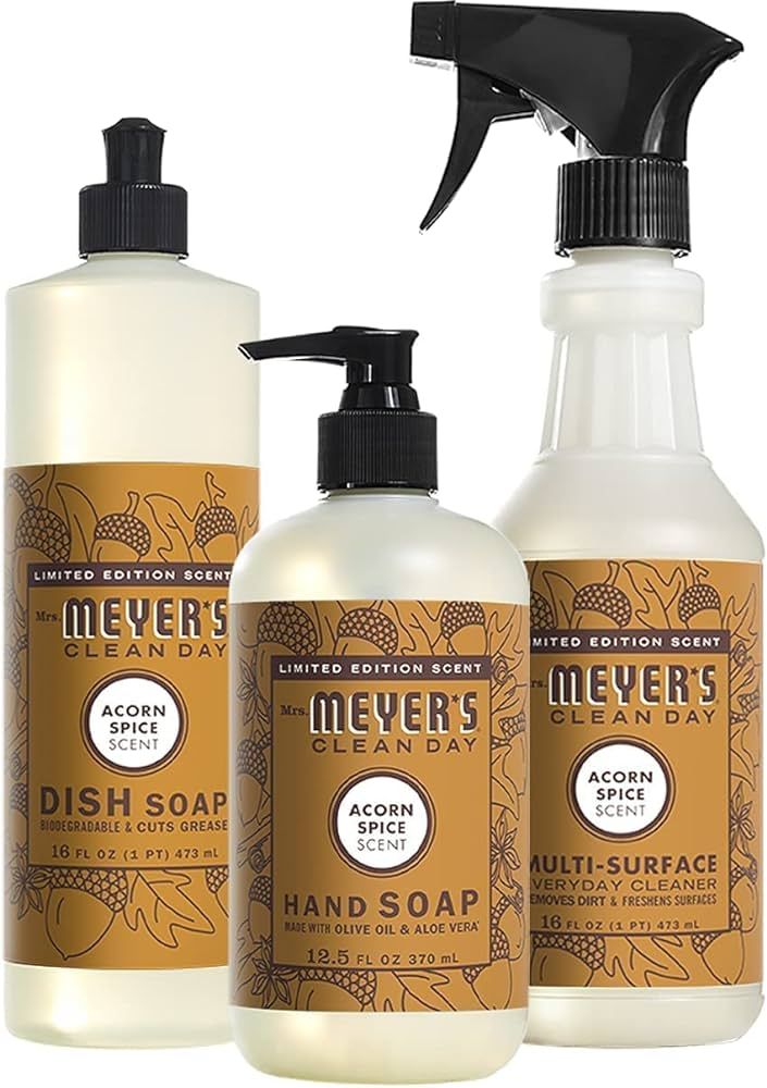 MRS. MEYER'S CLEAN DAY Kitchen Set Dish Soap, Hand Soap, Multi-Surface Cleaner, 3 CT (Acorn Spice... | Amazon (US)
