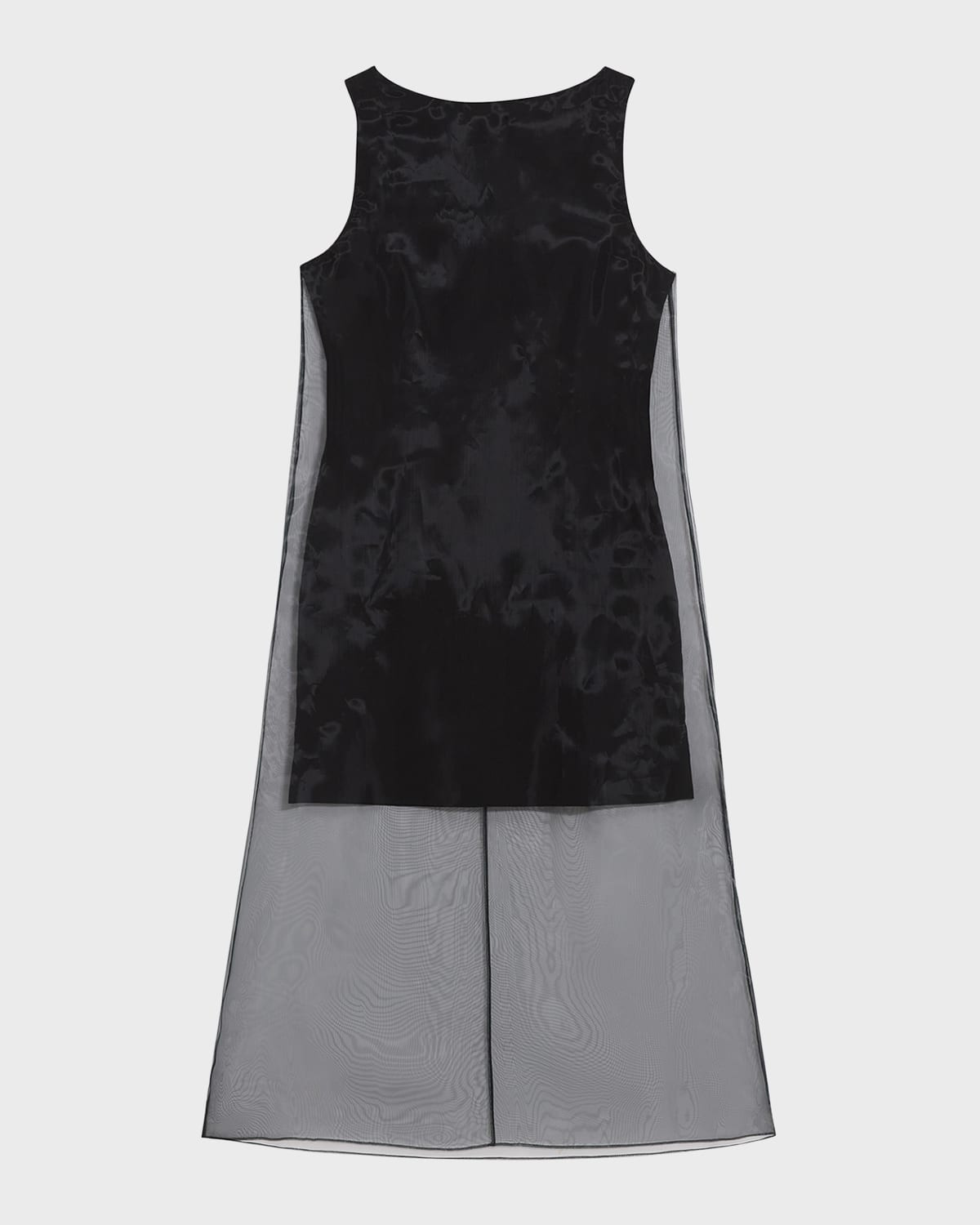 Sleeveless Organza Overlay Boat-Neck Midi Dress | Neiman Marcus
