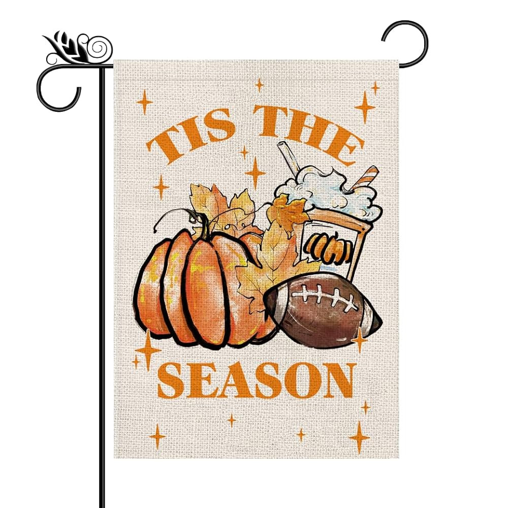 GPGHE Fall Garden Flag Football Pumpkin Leaves Double Sided Outside Vertical Rustic Autumn Season... | Amazon (US)