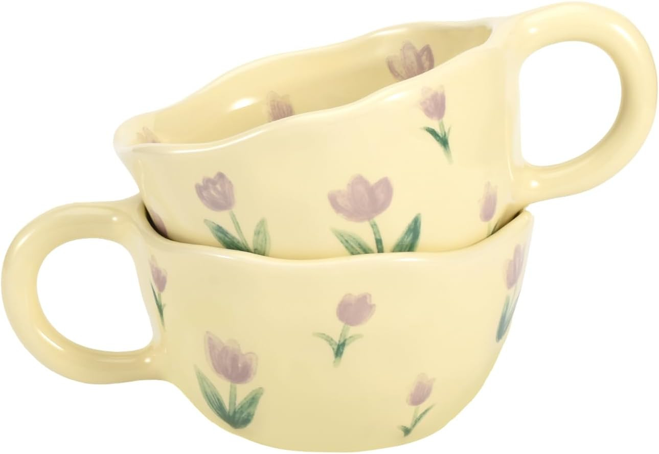 Koythin 2-Pieces Ceramic Coffee Mugs, Creative Cute Flower Cup for Office and Home, 8.5 oz/250 ml... | Amazon (US)
