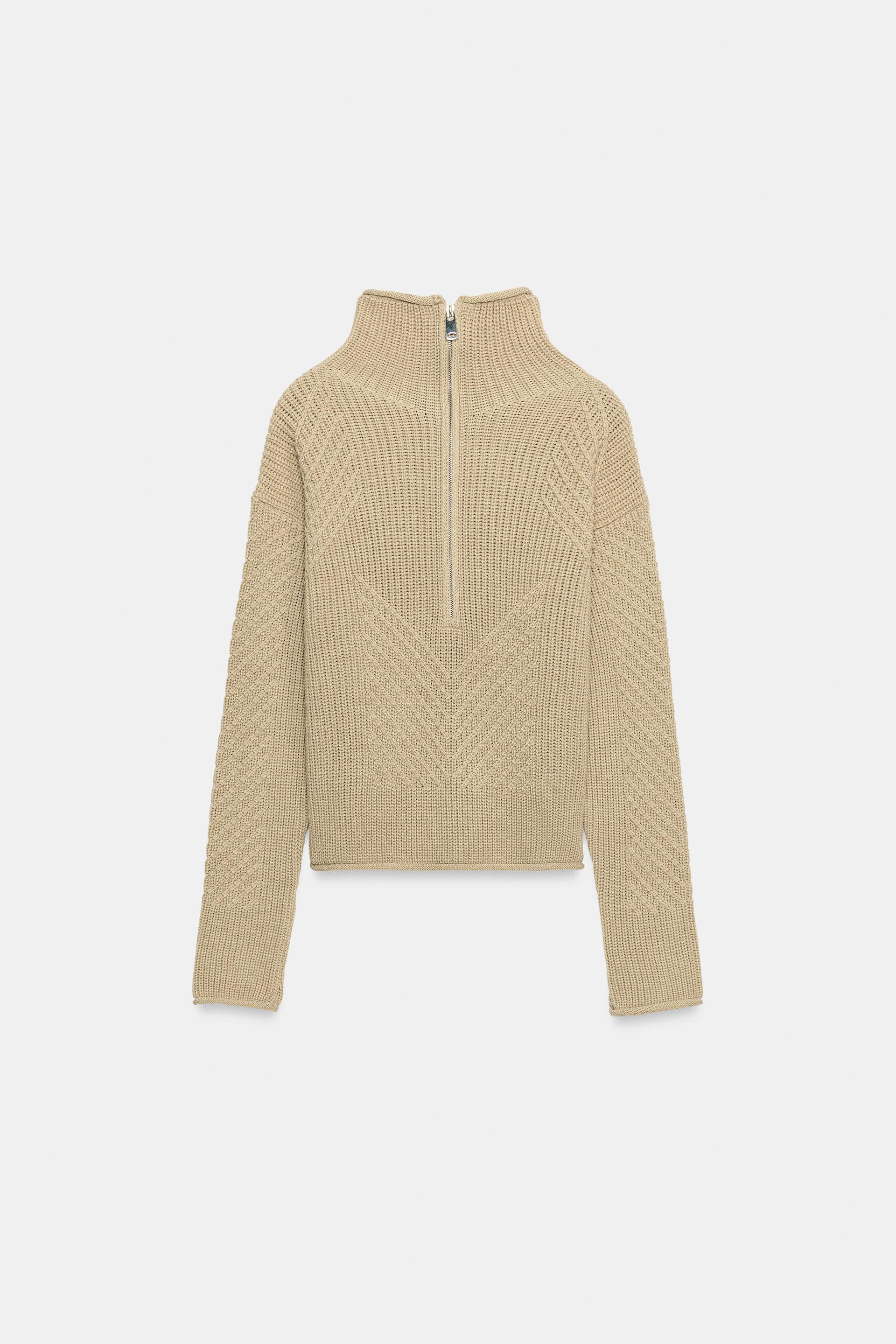 Zara - Structured Knit Jumper - Sand - S - Woman | Zara US