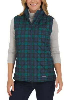LANDS' END Women's Puffer Vest, Green, Medium | Belk