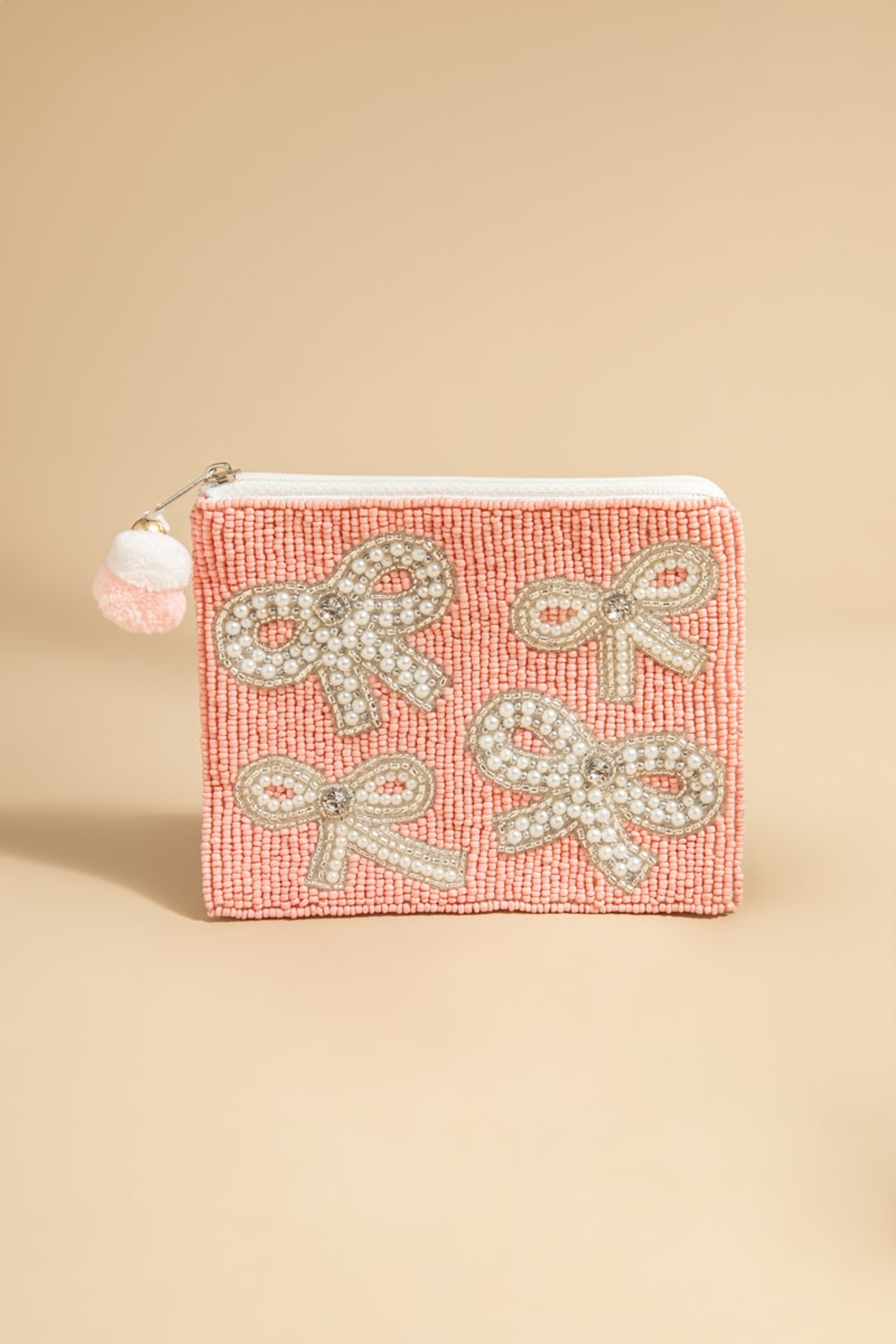 Maryann Pearl Bow Beaded Pouch | Francesca's