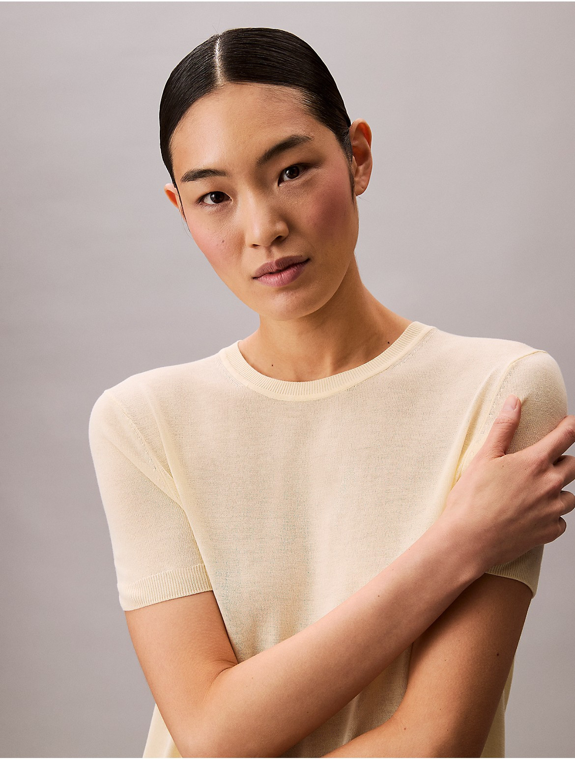Calvin Klein Women's Viscose Short Sleeve Sweater - Neutral - M | Calvin Klein (US)