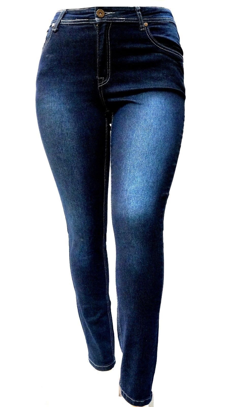 L'SQUARE Womens Plus Size Denim jeans Dark Blue Flap Pocket Stretch Skinny Leg LS-98173MS | Walmart (US)