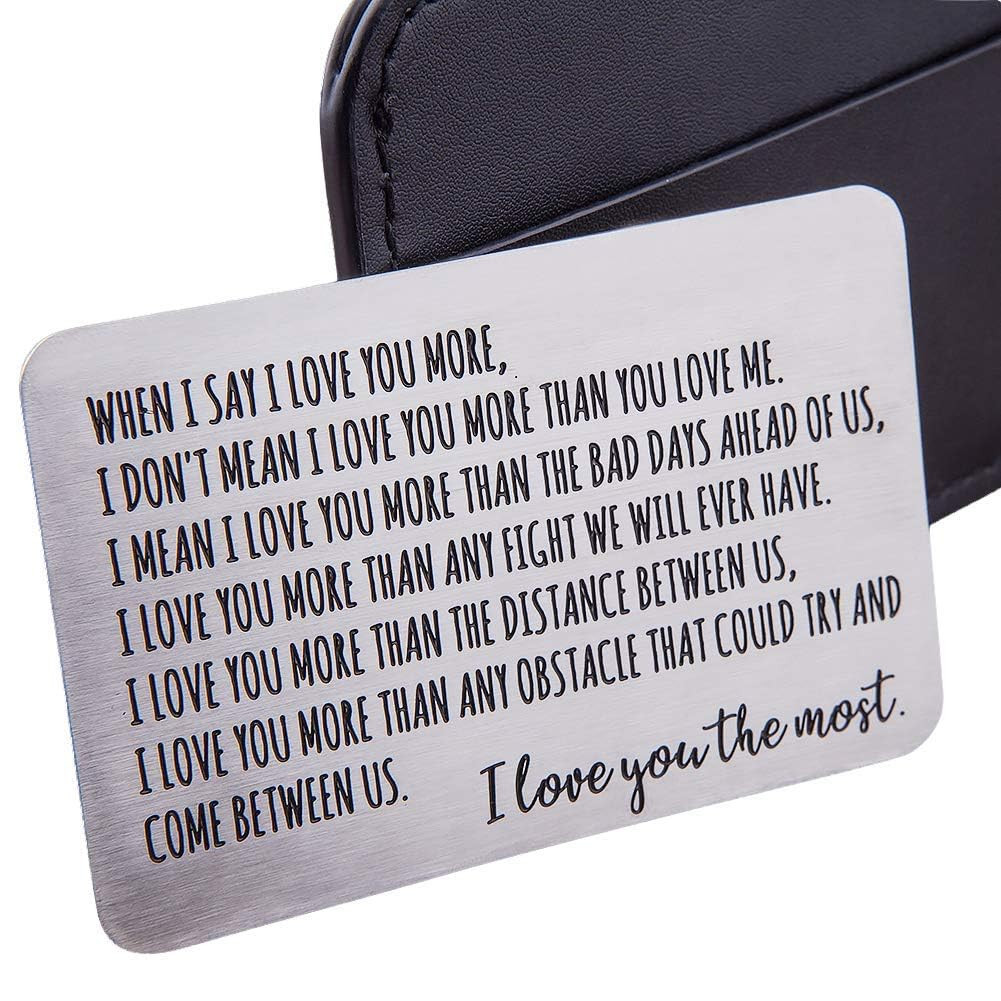 Fleure Esme Wallet Insert Card Gifts For Men Husband From Wife Girlfriend Boyfriend Birthday Gifts Metal Mini Love Note Valentine Wedding Gifts For Groom Bride Him Her Deployment Gifts | Amazon (US)