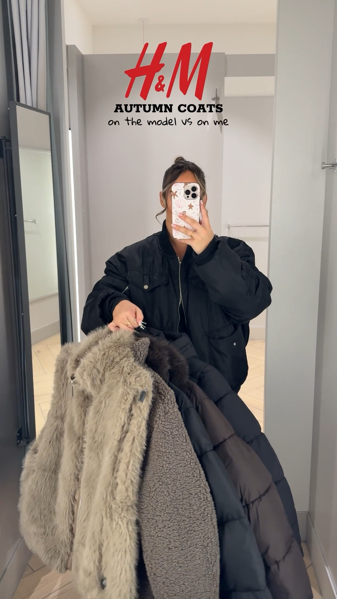 H&M online vs on me - autumn coats 🍂 

I’m a uk size 10, 5ft4 and I’m wearing the following size Small in everything 

I’ve also linked my outfit at the start;
Leggings size small
Bomber is old PLT

#LTKuk #LTKautumn #LTKwinter