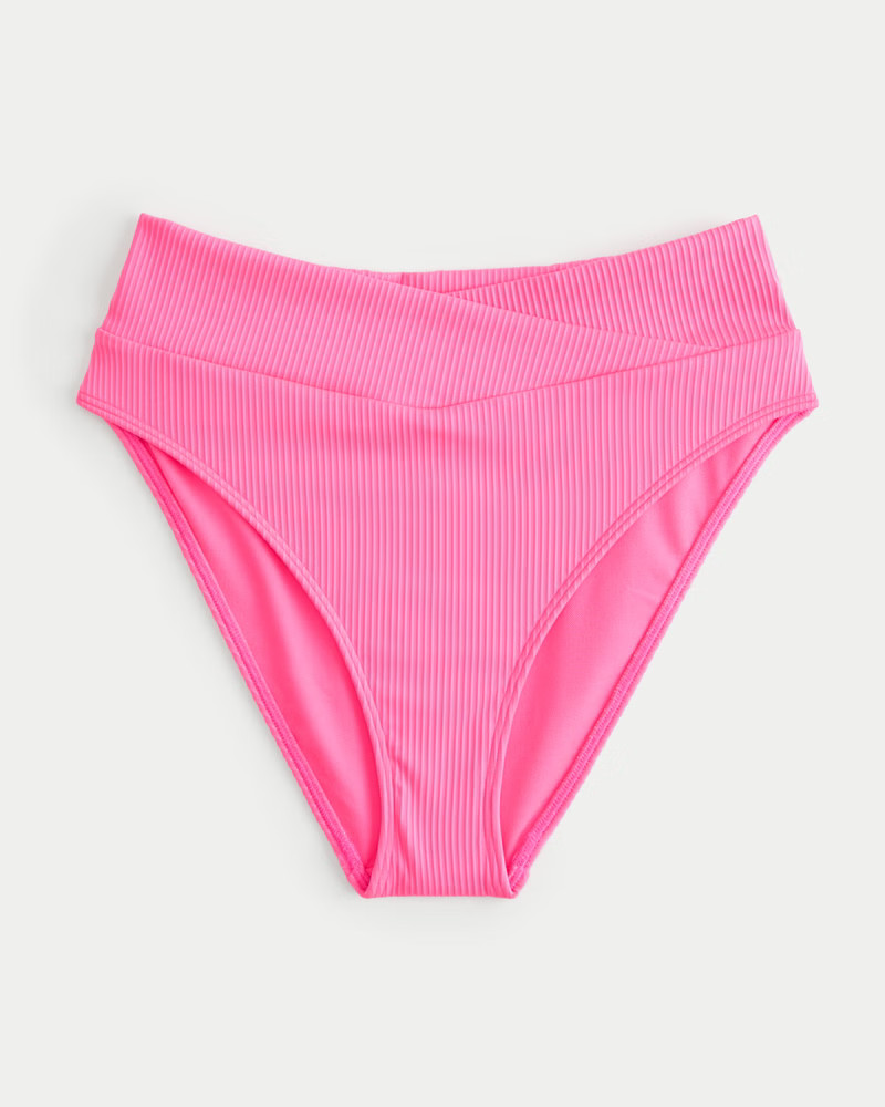 Ribbed High Crossover Waist Bikini Bottom | Hollister (EU)