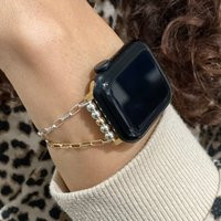 Apple Watch Band Two Toned Iwatch Strap, 14K Gold Filled & Sterling Silver Paperclip Chain Upscale Bracelet, Gift For Her Jewelry | Etsy (US)