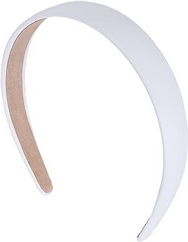 Motique Accessories 1 Inch Vegan Leather Headband for Women and Girls (White) | Amazon (US)