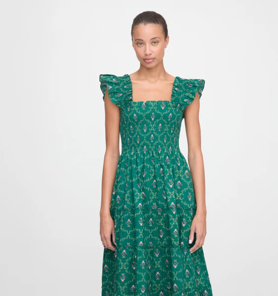 The Ellie Nap Dress - Emerald Trellis | Hill House Home US