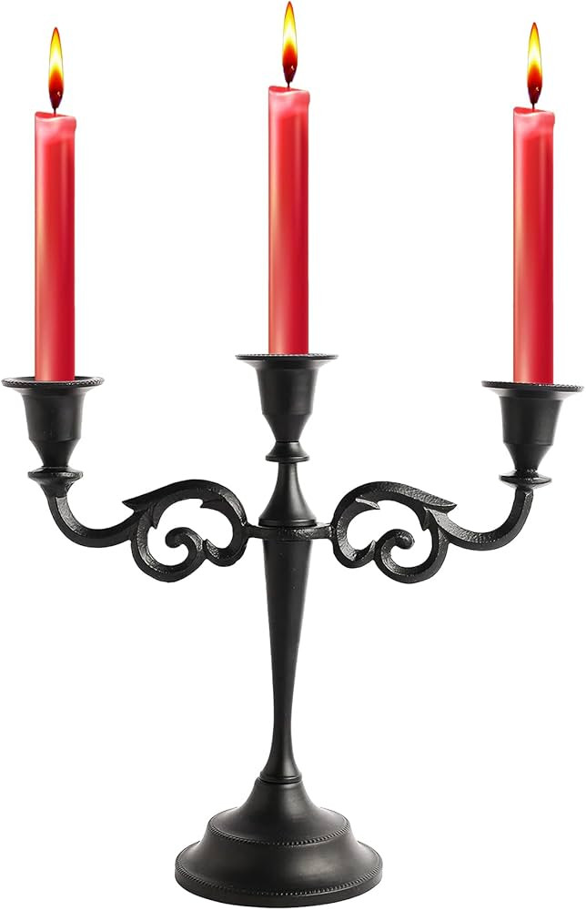 Rely+ 3 Arm Candelabra - 10 Inch Tall Matte Black Tapered Candle Holders - Elegant Candle Stands ... | Amazon (US)