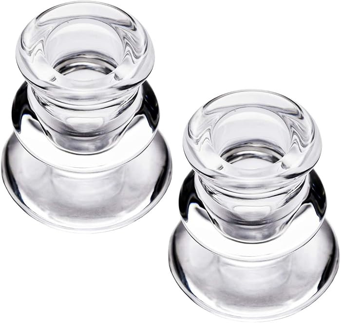 Clear Glass Taper Candle Holders Set of 2 | Amazon (US)