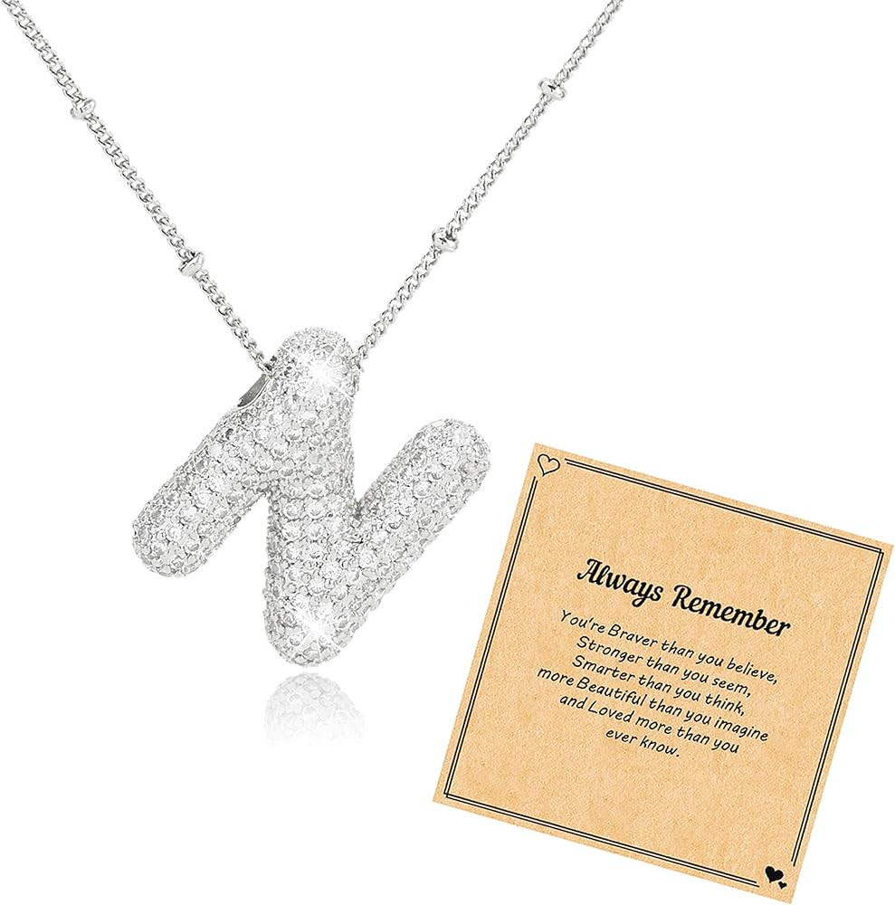 Bubble Letter Necklace Gold Charm Necklace for Women Bubble Initial Necklace Dainty Ballon Initia... | Amazon (US)