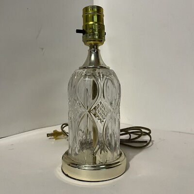 VTG Crystal Cut Glass Table Lamp Brass Base Small 10” Diamond Home Office Decor  | eBay | eBay US