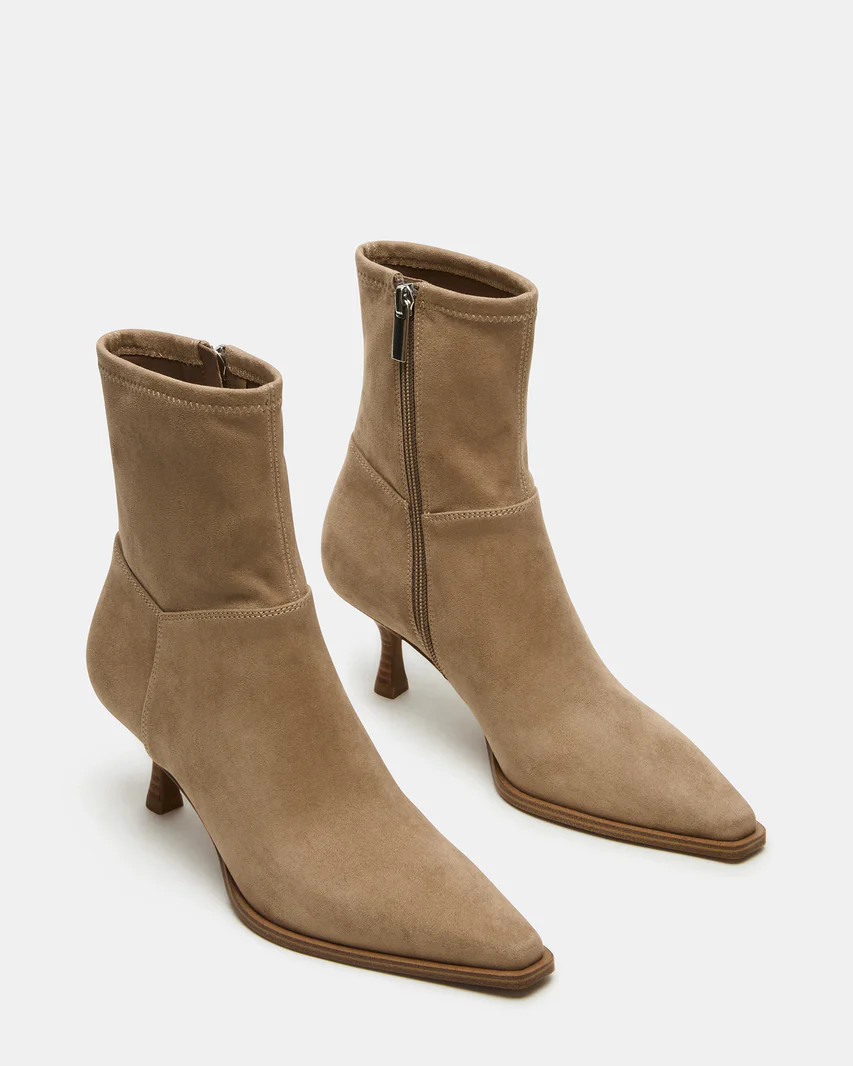 STASIA Taupe Pointed-Toe Kitten Heel Women's Ankle Boot | Steve Madden (US)