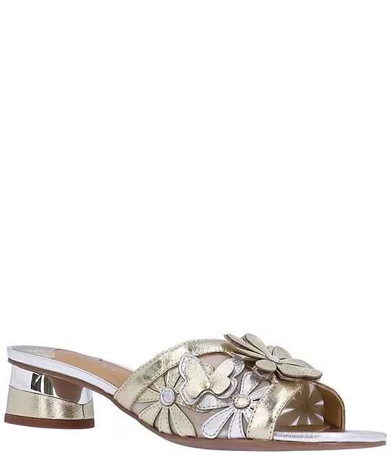 J. Renee Davina Metallic Leather Floral Slide Sandals | Dillard's | Dillard's