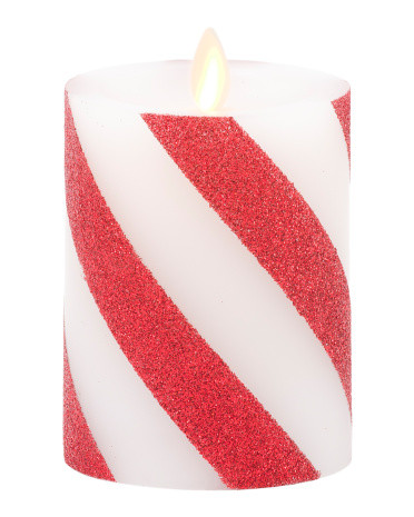 Recessed Glitter Swirl Moving Flame Pillar Led Candle | TJ Maxx