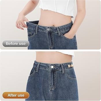 KUNTAERY 12 Pcs Pant Waist Tighteners, No-Sew Metal Clips for Jeans and Pants, Adjustable & Reusa... | Amazon (US)