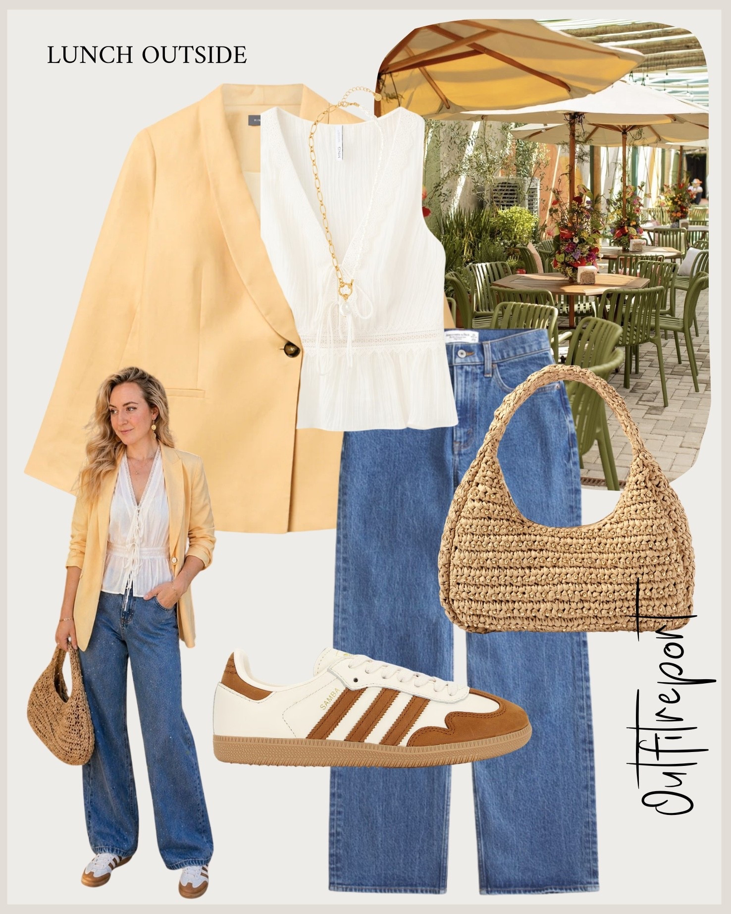 Butter yellow blazer denim jeans and white top 

#LTKspring #LTKsummer #LTKjeans