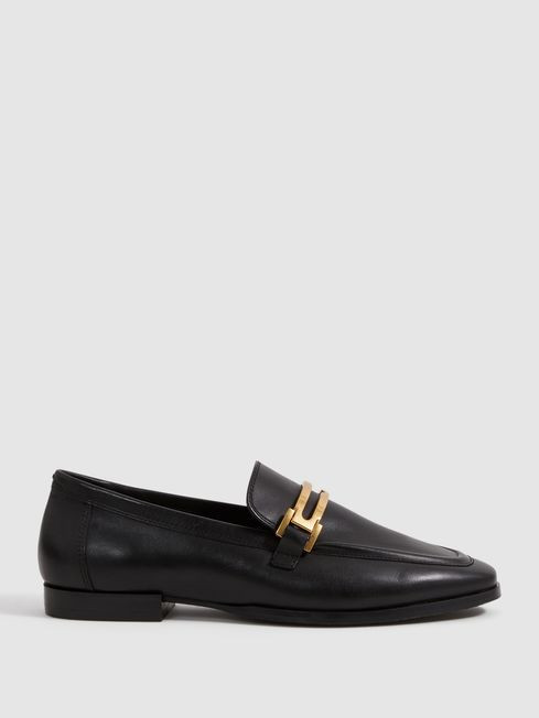 Angela
                Leather Rounded Loafers | Reiss UK