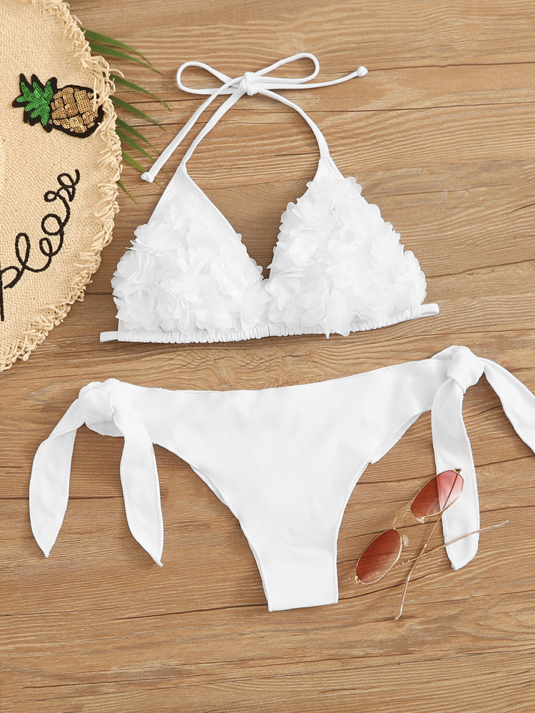 Appliques Triangle Tie Side Bikini Swimsuit | SHEIN