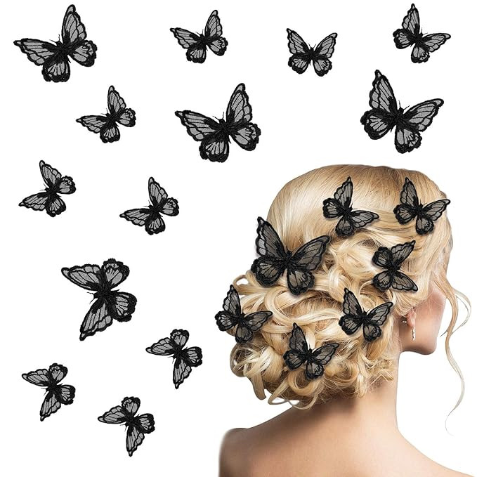 WILLBOND 18 Pieces Butterfly Hair Clip Halloween Lace Bows Embroidery Butterfly Hair Pins Accesso... | Amazon (US)
