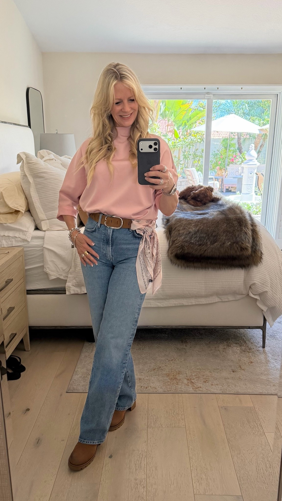 Workday style, Anthro edition.
A soft pink top + relaxed denim, finished with a belt, boots and a bandana for that little something extra. Proof that the details can completely change a simple jeans-and-top look.

#LTKootd #LTKWorkwear