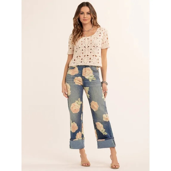 Jessica Simpson Women's Zinnia Wide Leg Boyfriend Jeans, Sizes 2-16 | Walmart (US)