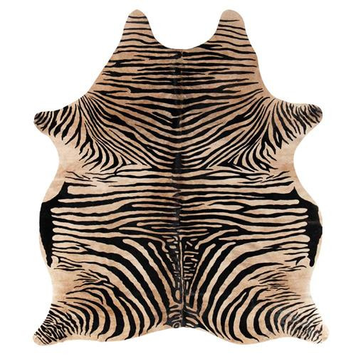 Julianne Rustic Lodge Zebra Print Fur Hide Rug - 5'x7' | Kathy Kuo Home