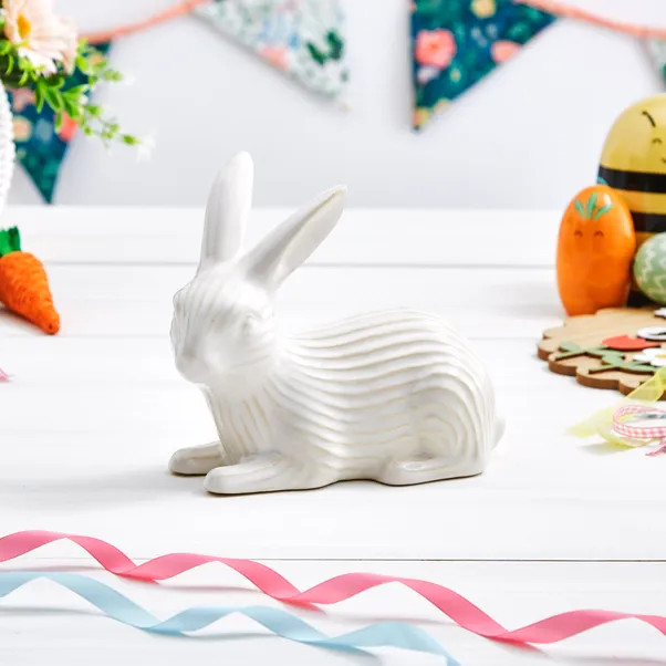 Ribbed Ceramic Bunny Decoration | Dunelm