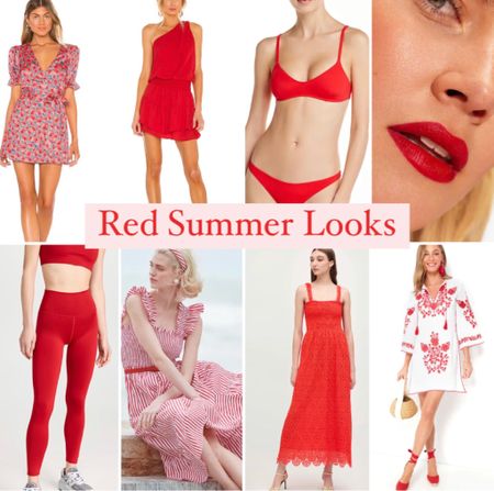 Red style for summer, red lipstick, red dresses, summer vacation, memorial day outfits, Fourth of July outfits 

#LTKswim #LTKtravel #LTKGiftGuide