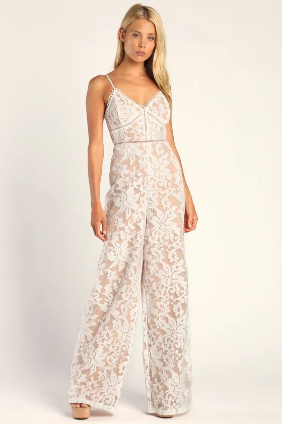 Angelic Intentions White Lace Wide-Leg Jumpsuit | Lulus (US)