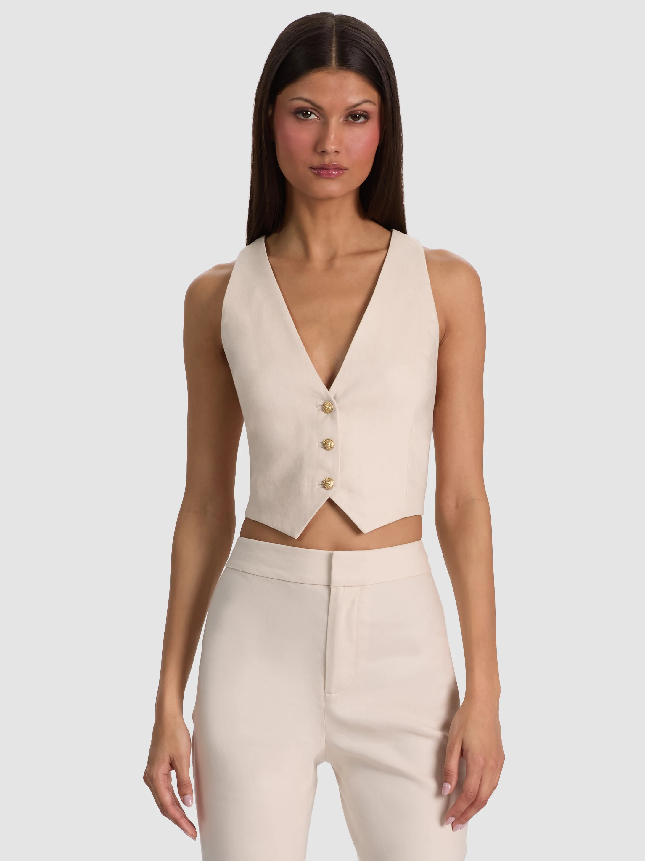 alice + olivia DONNA LINEN VEST | Alice + Olivia