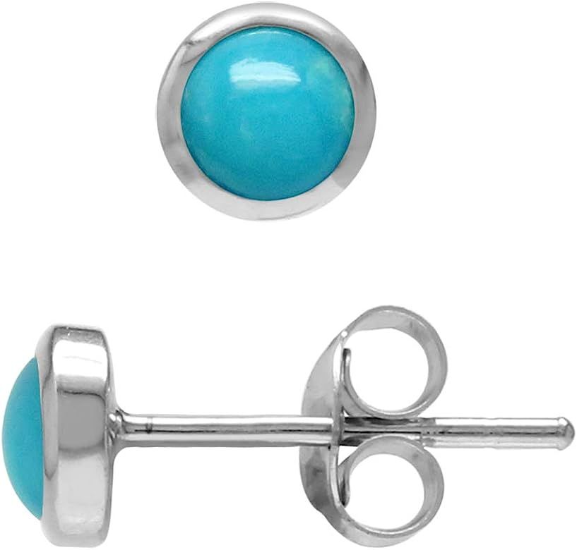 Silvershake 4mm Petite Genuine Round Shape Arizona American Turquoise 925 Sterling Silver Stud Earri | Amazon (US)